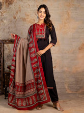 Printed Cotton Blend Kurta With Pants & Dupatta